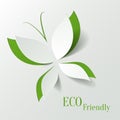 Eco concept - green butterfly cut the paper like l