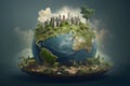 Eco concept with green planet and trees. World Ozone Day Royalty Free Stock Photo