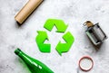 Eco concept with recycling symbol on table background top view mockup Royalty Free Stock Photo