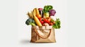 Eco-conscious cuisine, Fresh fruits, vegetables, and food items in a paper bag Royalty Free Stock Photo