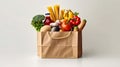 Eco-conscious cuisine, Fresh fruits, vegetables, and food items in a paper bag Royalty Free Stock Photo