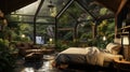 Eco-conscious oasis, sustainable forest retreat fosters a deep connection with nature. Highlights renewable energy solutions, eco-