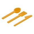 Eco cutlery icon isometric vector. Friendly recycle