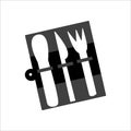 Eco cutlery set icon. White background. Flat style Royalty Free Stock Photo