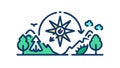 Eco-Direction Compass: Sustainable Paths Environmental Flow, vector design Generative AI Royalty Free Stock Photo