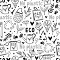 Eco doodles seamless vector pattern