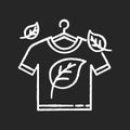 Eco dry cleaning chalk white icon on black background. Clothes washing, laundry service. Organic detergent and natural Royalty Free Stock Photo