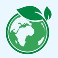 Eco earth and leaf logo Vector of combination. Planet and eco symbol or icon. Unique global and natural, organic logotype design t Royalty Free Stock Photo