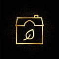 Eco, ecology, house gold icon. Vector illustration of golden particle background. Real estate concept vector