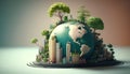 Eco Ecology isometric Environment Earth day city nature plant AI ganerate