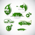 Eco Electric Car Friendly Environment Machine Web Icon Set Green Logo