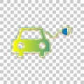 Eco electric car sign. Blue to green gradient Icon with Four Roughen Contours on stylish transparent Background. Illustration