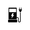 Eco electric fuel pump flat vector icon