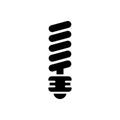 Eco Electricity Spiral Lightbulb Silhouette Icon. Fluorescent LED Lamp Glyph Pictogram. Light Bulb Low-Energy Icon Royalty Free Stock Photo