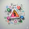 Eco energy collage with icons background Royalty Free Stock Photo