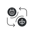 Eco energy glyph black icon. Alternative energy sign. Eco friendly vector pictogram. Green technology symbol. Button for web page