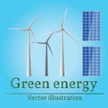 Eco energy. Green energy. Wind energy. Solar energy. Vector. Eco