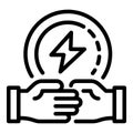 Eco energy handshake icon, outline style Royalty Free Stock Photo