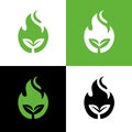 Eco energy logo icon design, fire plant symbol - Vector Royalty Free Stock Photo