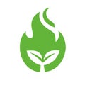 Eco energy logo, leaf and fire icon, plant and flame symbol Royalty Free Stock Photo