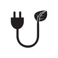 Eco energy plug in vector icon Save energy stem leaves with electric plug ecology concept for graphic design, logo, web site, Royalty Free Stock Photo