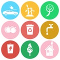 Eco Energy, Save Water and Greening Planet Icons