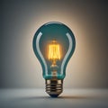 Eco energy saving light bulb, one glowing compact fluorescent light bulb standing out amongst the unlit incandescent light bulbs Royalty Free Stock Photo