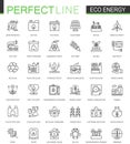 Eco energy thin line web icons set. Renewable green technology outline stroke icons design. Royalty Free Stock Photo