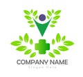 Eco environment green concept green leaf vector logo. Royalty Free Stock Photo