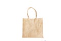 eco fabric bag beige handles white background