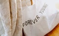 eco fabric bag beige handles white background Royalty Free Stock Photo