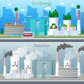 Eco Factory Green Energy and Air Pollution Cityscape Royalty Free Stock Photo