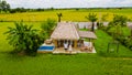 Eco farm homestay with a rice field in central Thailand, couple vacation at a farm, men and women