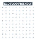 Eco food friendly vector line icons set. Eco-friendly, food, organic, sustainable, natural, green, vegetarian