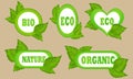 Eco food, organic bio products, eco friendly, vegan icons, ecology. Set of logo design elements Royalty Free Stock Photo