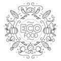 Eco food. Set of different fruit and vegetables icons on white background. Royalty Free Stock Photo