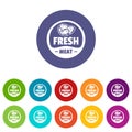 Eco fresh meat icons set vector color