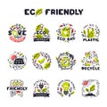 Eco Friendly Badges and Ecology Emblem Vector Set