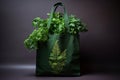 Eco-Friendly Bag Adorned with Leaves and Plants. Generative By Ai