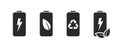 Eco friendly battery icon set. green energy and environment symbol. isolated vector image