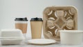 Eco-friendly biodegradable coffee cup , box, blow, plate,straw made by paper and recycle packaging