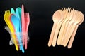 Plastic cutlery versus wooden, environmetally friendly cutlery