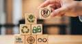 Eco-Friendly Blocks: Sustainable Development Goals and Waste Reduction with Responsible Consumption, Zero Waste, and Environmental Royalty Free Stock Photo