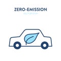 Eco-friendly car icon. Vector illustration of a car with a leaf eco symbol on it. Represents concept of environmental Royalty Free Stock Photo