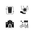 Eco friendly city black glyph icons set on white space Royalty Free Stock Photo