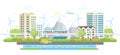 Eco-friendly city district - modern flat design style vector illustration Royalty Free Stock Photo