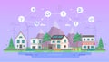 Eco-friendly city district - modern flat design style vector illustration Royalty Free Stock Photo