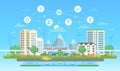 Eco-friendly city - modern flat design style vector illustration Royalty Free Stock Photo