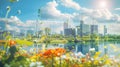 An eco-friendly city powered entirely by renewable energy sources Royalty Free Stock Photo