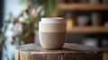 Eco-friendly coffee cup made from compressed grain for sipping Royalty Free Stock Photo